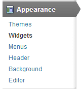 Appearance > Widgets