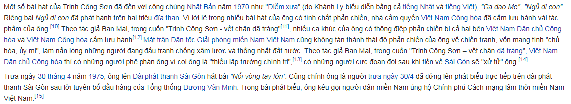 Trịnh Công Sơn, Wikipedia tiếng Việt