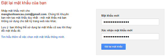 Nhập mật khẩu mới Nhập mật khẩu mới