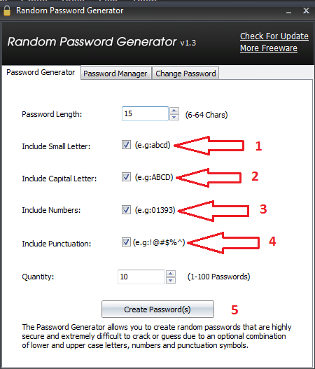 Các tùy chọn tạo mật khẩu