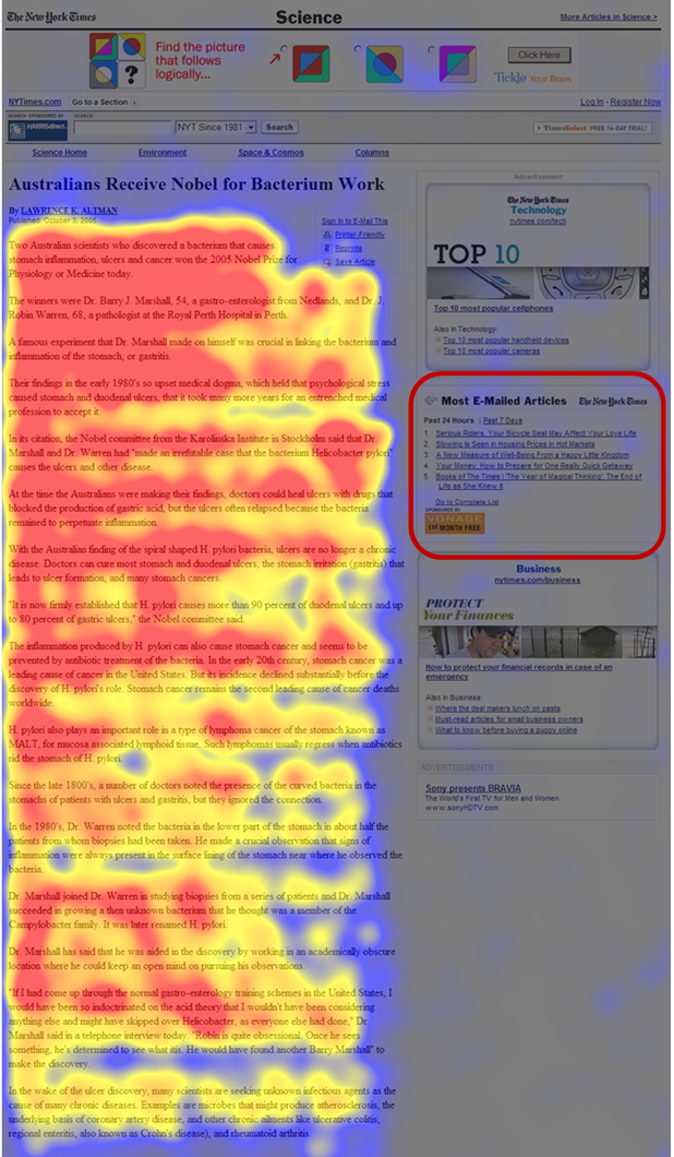 Links placed next to advertising content are negatively affected