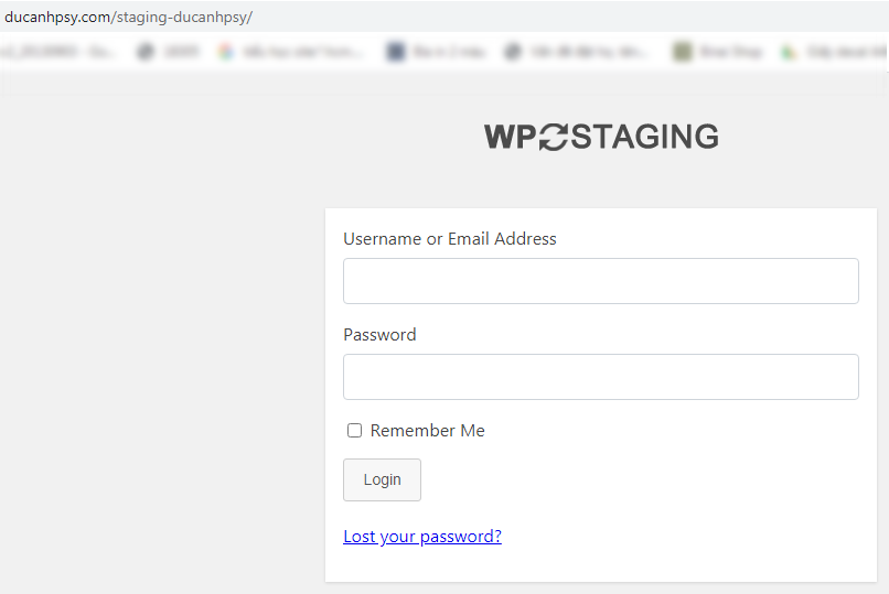 trang đăng nhập của plugin WP Staging