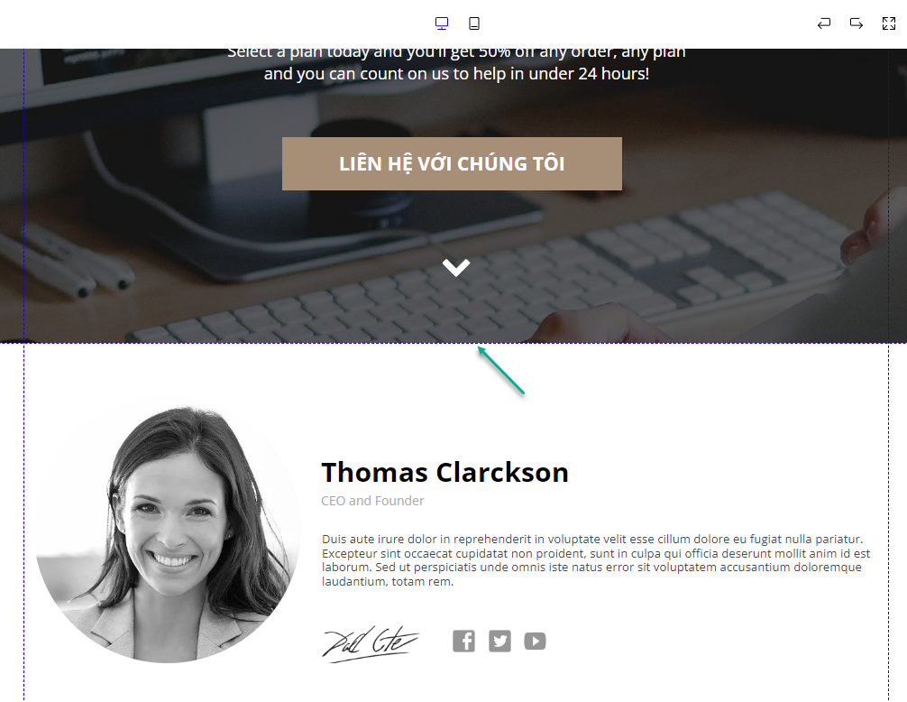 Click chuột vào đường biên giữa các khối