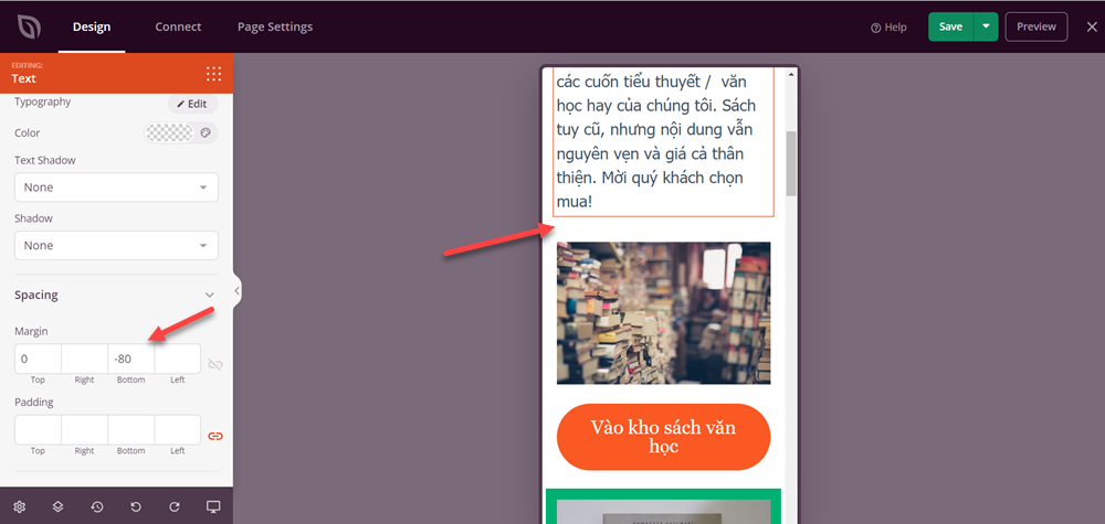 Điều chỉnh thiết kế trên màn hình di động