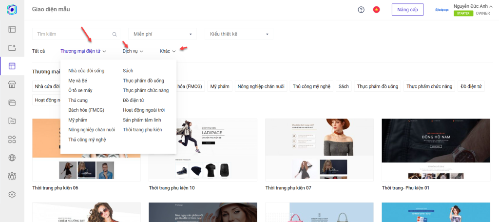 Lọc giao diện để chọn ra mẫu phù hợp