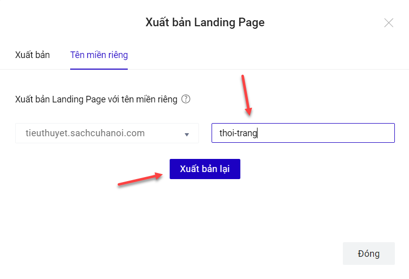 Chọn đường dẫn cho trang landing page