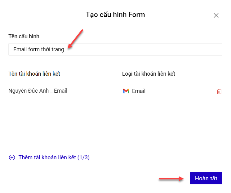 Tạo cấu hình Form