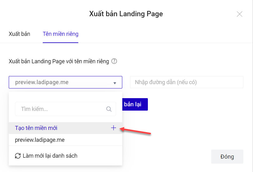 Tạo tên miền mới