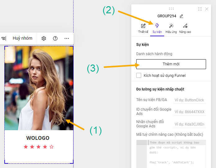 Thêm link sản phẩm cho ảnh
