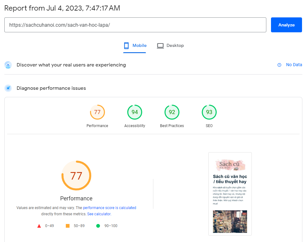 Tốc độ của trang landing page cần tốt