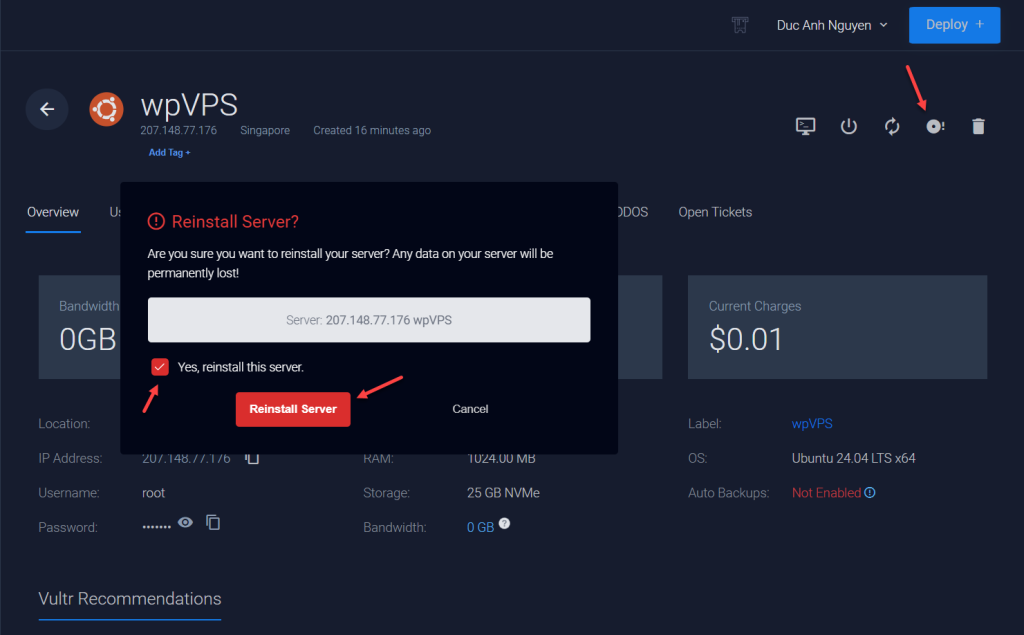 Tính năng reinstall của VPS