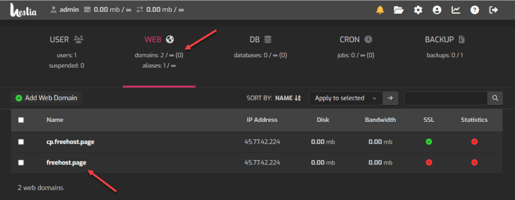 Vào tên miền cần cài đặt