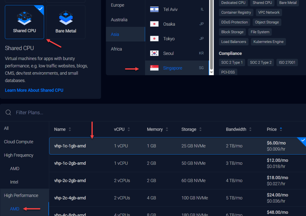 Vultr AMD 64 1GB RAM
